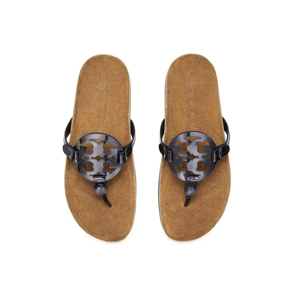 TORY BURCH WOMEN'S MILLER CLOUD SANDALS, PERFECT BLACK/NATURAL, 8.5 US